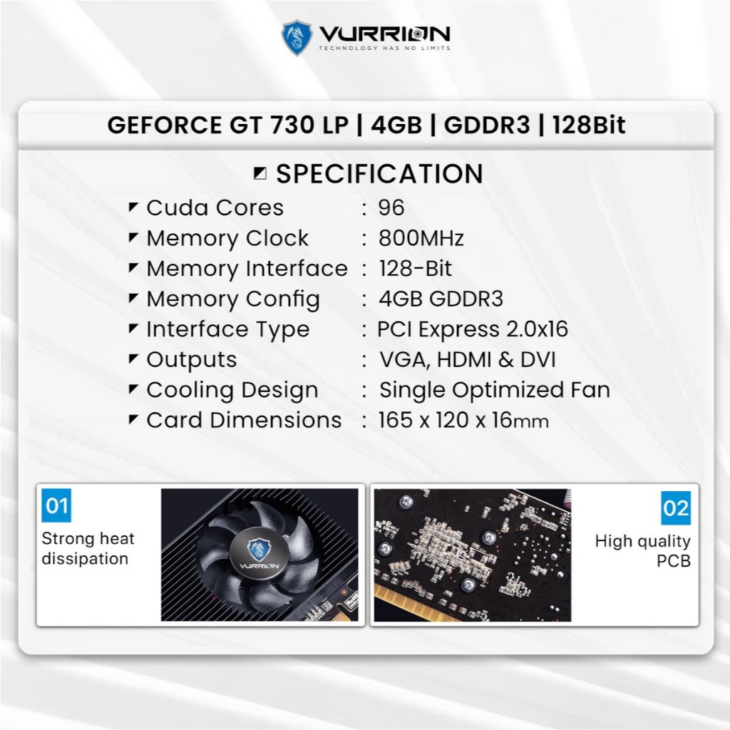 Jual VGA AGS VURRION NVIDIA GT730 LP 4GB GDDR3 128bit REAL CAPACITY ...