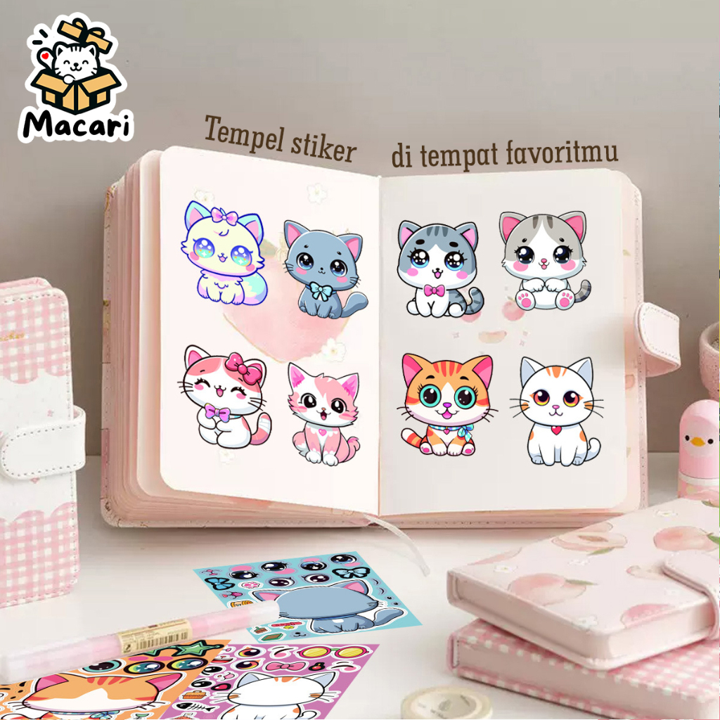 Jual [KUCING] DIY Stiker Anak Kucing Lucu / DIY Stiker Hias Kucing ...