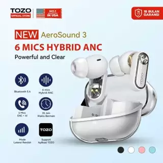 (New Arrival) Tozo Aerosound3 Macaron Smart 6 Mics Hybrid ANC And 4 Mics ENC + AI Clear Calls BASS+ Bluetooth 5.4 Low Latency Mode Tws Earphone Bluetooth Headset Bluetooth EQ Preset customizable