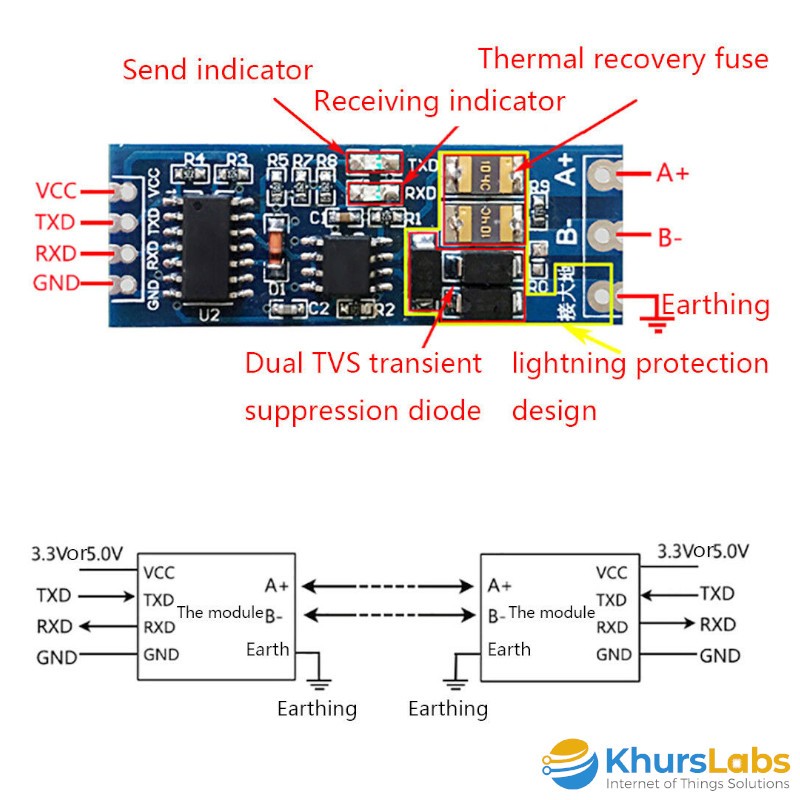 Jual Modul Converter Serial TTL to RS485 Module RX TX 485 to Serial ...