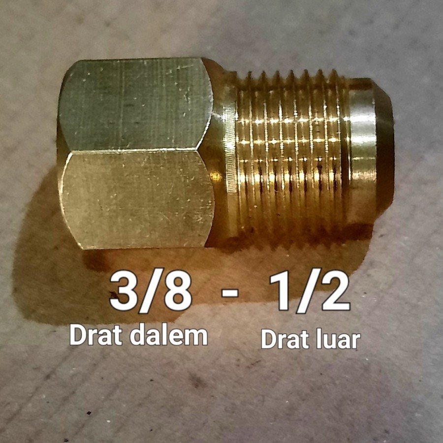 Jual conetor untuk Dabel Nepel 3/8 Drat dalem 1/2 Drat luar buat ac ...