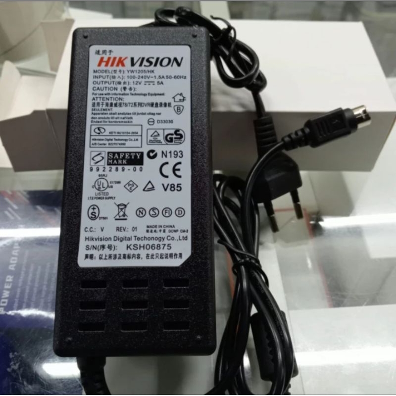 Jual adaptor 12V 5A HIKVISION adaptor DVR/NVR 4pin | Shopee Indonesia