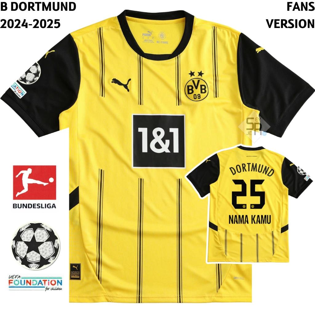 Jual Jersey Borussia Dortmund 2024 2025 Home Baju Bola dormun hitam ...