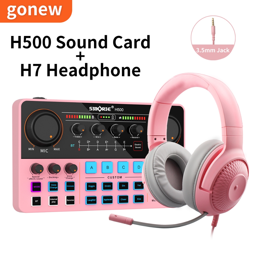 Jual Gonew H500+H7 paket lengkap soundcard headphone karaoke for ...