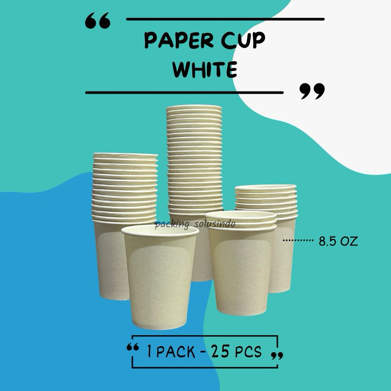 Jual [ISI 50pcs]Paper Cup PUTIH 8,5 OZ Gelas putih polos /ivory Gelas ...