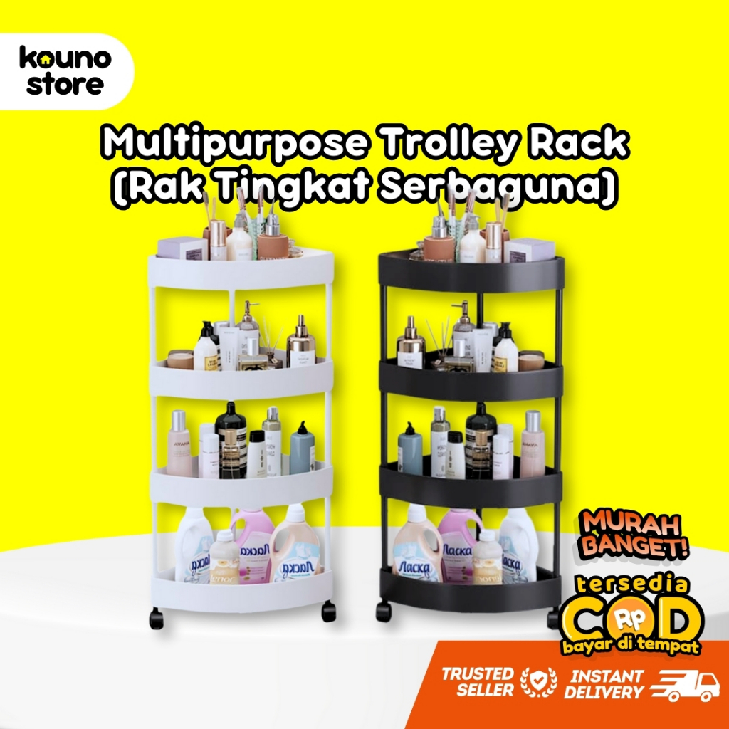 Jual Rak Tingkat Sudut dengan Roda | Corner Plastic Rolling Utility ...