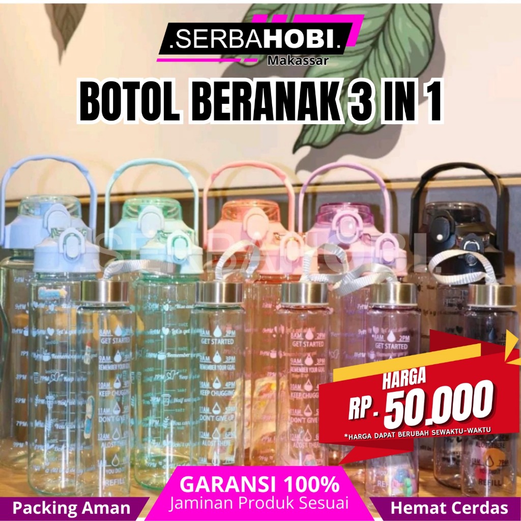 Jual Botol Minum Viral / Botol Beranak 3 In 1 / Botol Motivasi Viral 3 ...