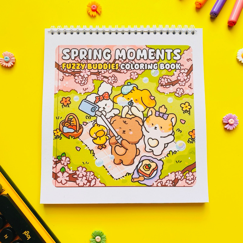 Jual Spring Moments Fuzzy Buddies Coloring Book Bogiki Stress Relief ...