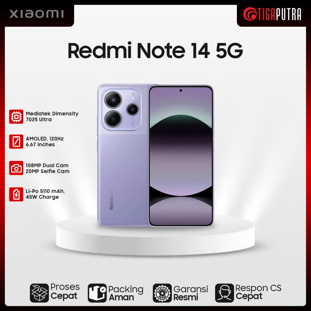 Jual Xiaomi Redmi Note 14 5G (Ram 8/12GB, Rom 256/512GB, MediaTek 7025 ...