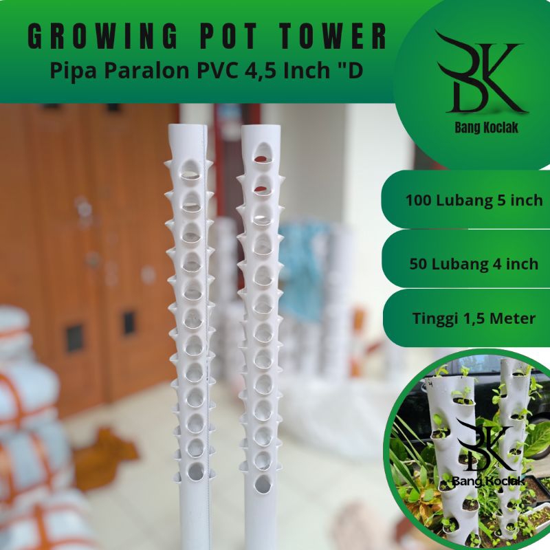 Jual Growing Pot Tower Hidroponik, Pot Tower Media Tanah Bahan Pvc 4 ...