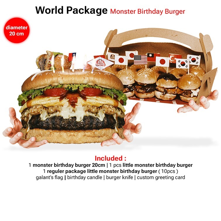 Jual World Package Monster Birthday Burger 20cm | Shopee Indonesia