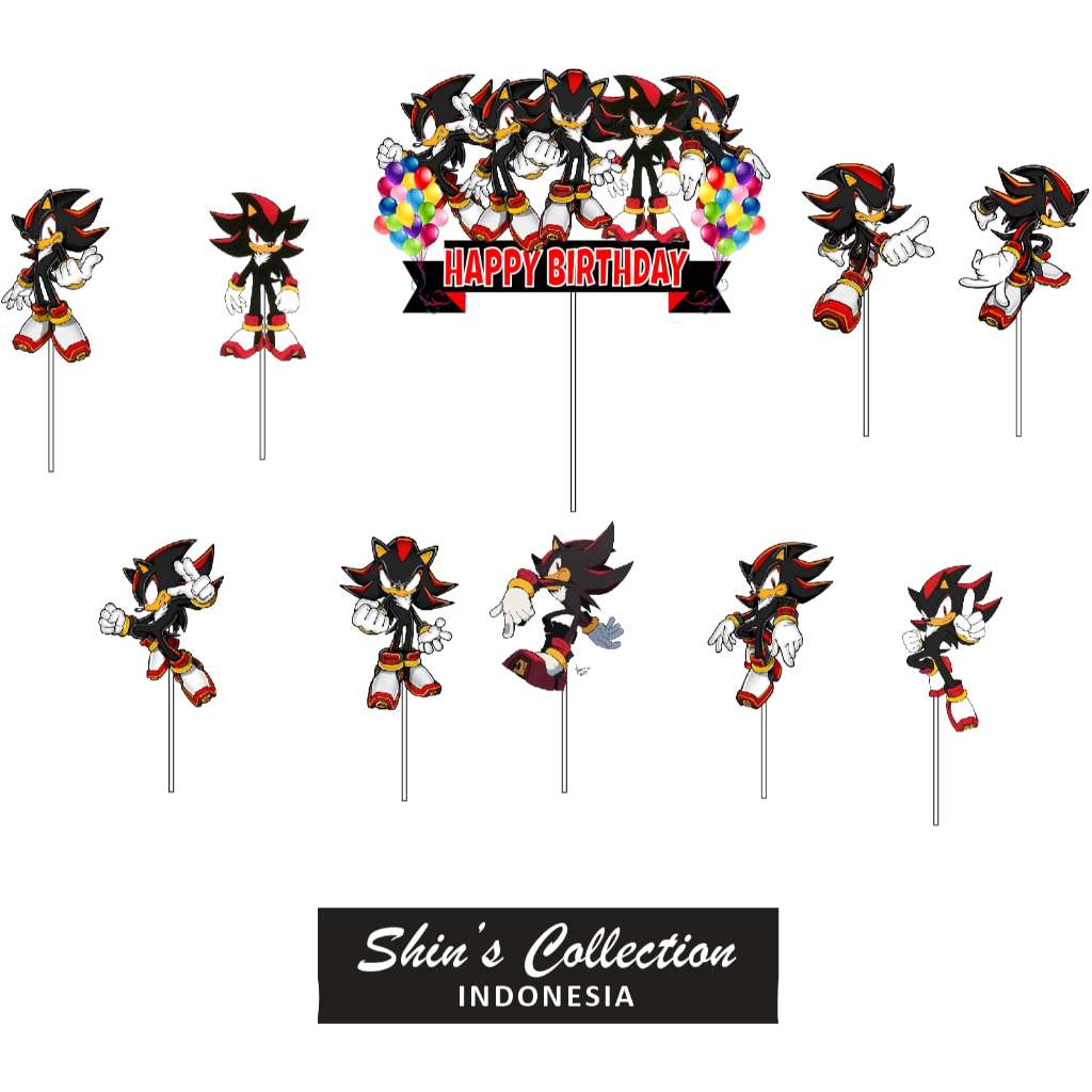 Jual Cake topper Shadow solo Sonic movie cartoon isi 10 pcs | Shopee ...