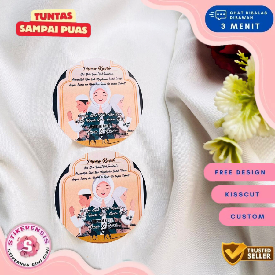 Jual 5-8 Stikerensis Stiker Gift Umroh Chromo Bulat Sticker Label ...