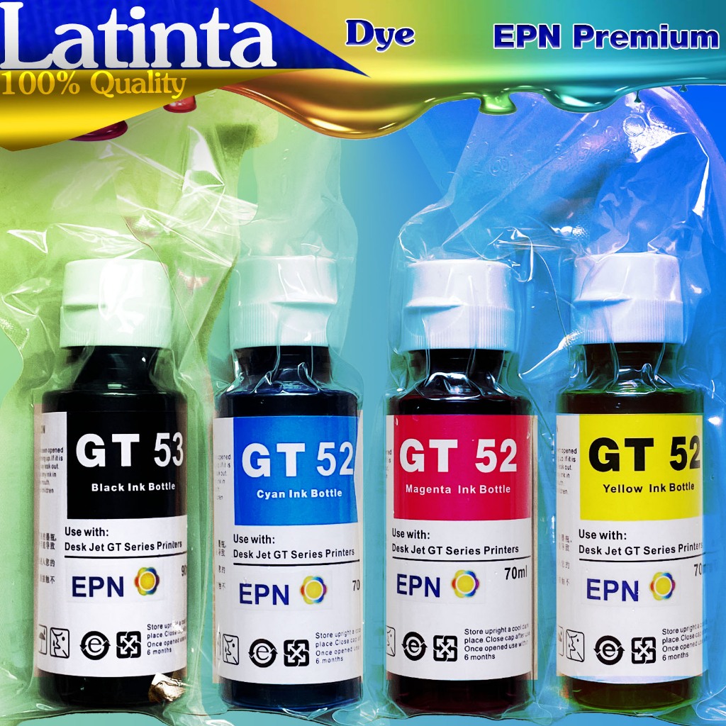 Jual Tinta GT 53 Black / GT 52 Cyan Magenta Yellow GT53 / GT52 EPN ...