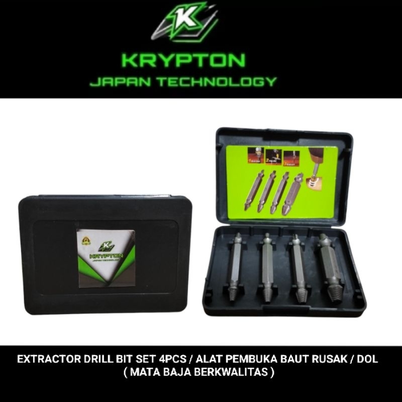 Jual krypton extractor drill bit set 4pcs / alat pembuka baut rusak ...