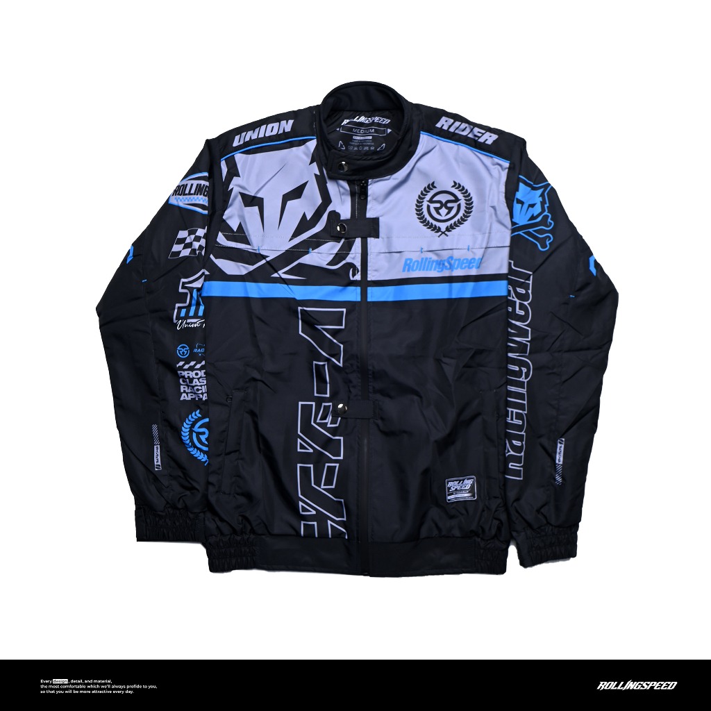 Jual Rollingspeed Jacket New Vintage Scoff Black Grey - Jaket Anti Air ...