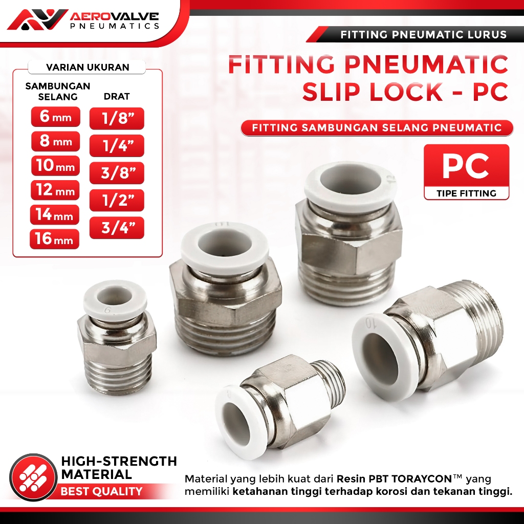 Jual PC Pneumatic Fitting Slip Lock Quikc Air Water Connector Male ...