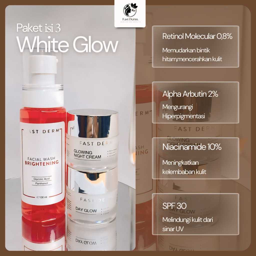 Jual Fast Derm Paket White Glowing Isi 3 | Shopee Indonesia