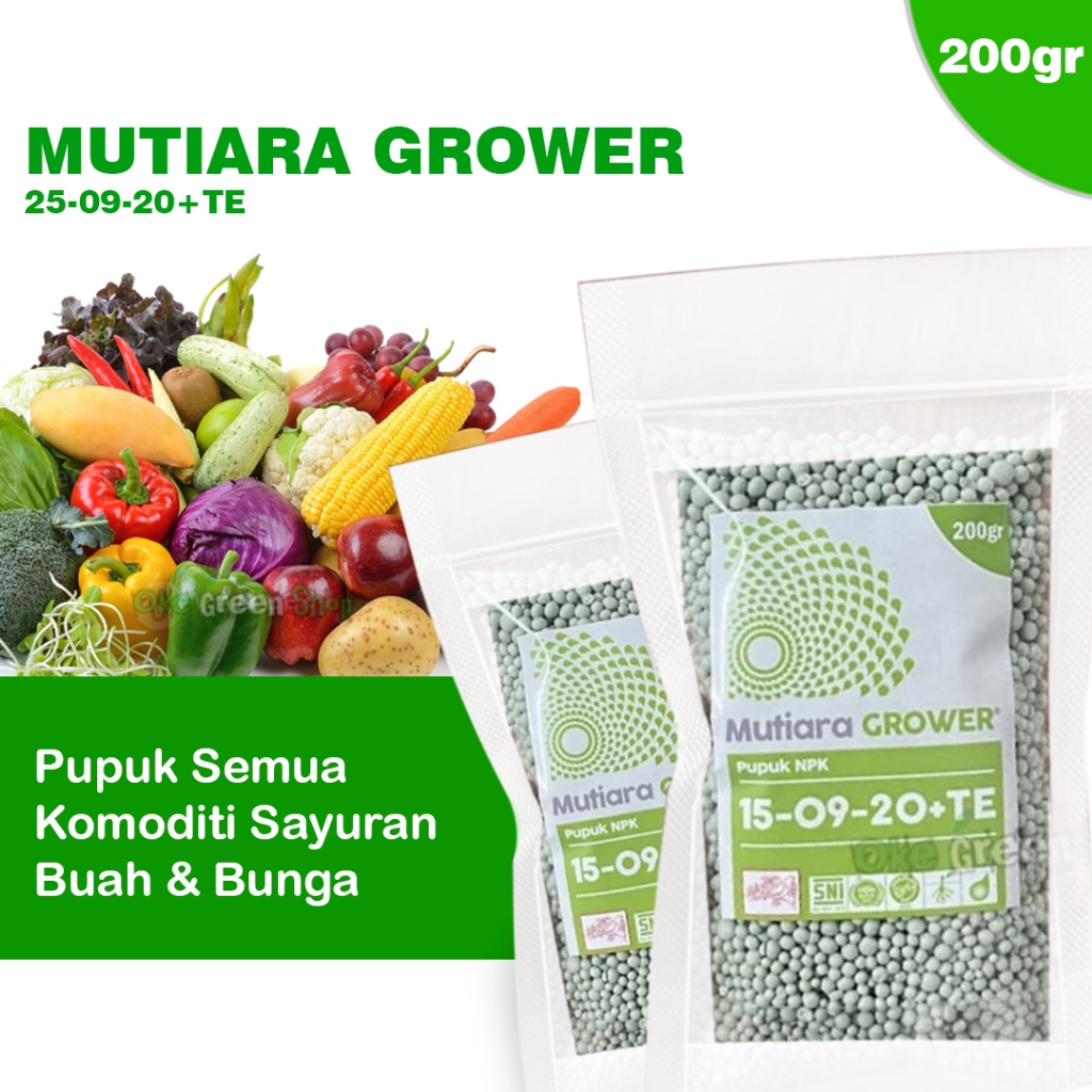 200gr - Pupuk Meroke NPK Mutiara Grower 15-09-20+TE Original