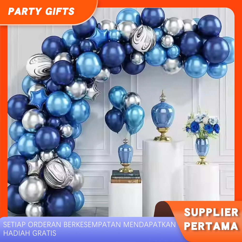 PARTYGIFTS 100pcs Balon Latex Chrome 5 Inch Double Metalik Warna Warni Balon Dekorasi Ulang Tahun