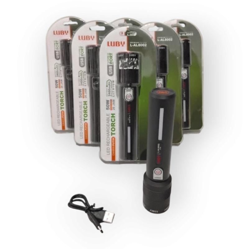 Jual Senter LED zoom luby L-AL8002 50 watt tahan hingga 26 jam-senter ...