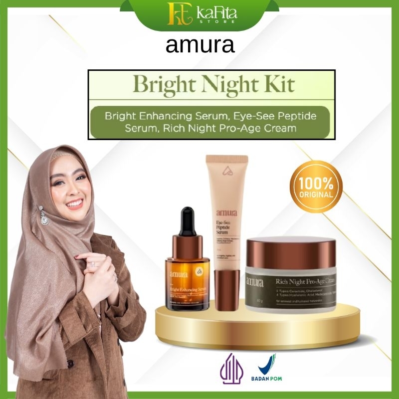 Jual AMURA Bright Night kit set skincare night routine Bright enhancing ...