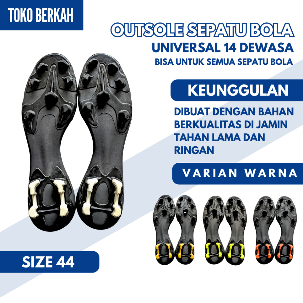 Jual Outsole Sepatu Bola Dewasa 14 Universal Ukuran 44 - 45 - Kuat