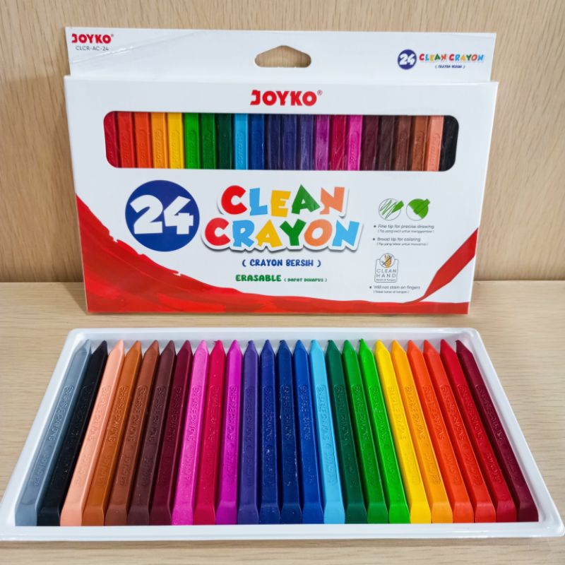 Jual (1 PCS) CRAYON PLASTIK JOYKO HAND CLEAN 24 WARNA (BISA DIHAPUS ...