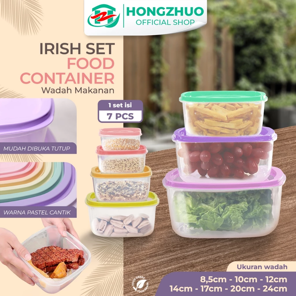 Hongzhuo Irish Set Food Container Set 7IN1 Kotak Tempat Penyimpanan Makanan Multifungsi