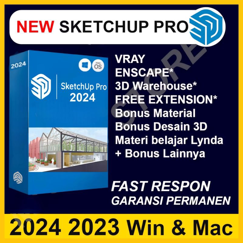 Jual Sketchup PRO 2024 2023 2022 2021+ Enscape + Vray 6 Lifetime Aktif ...