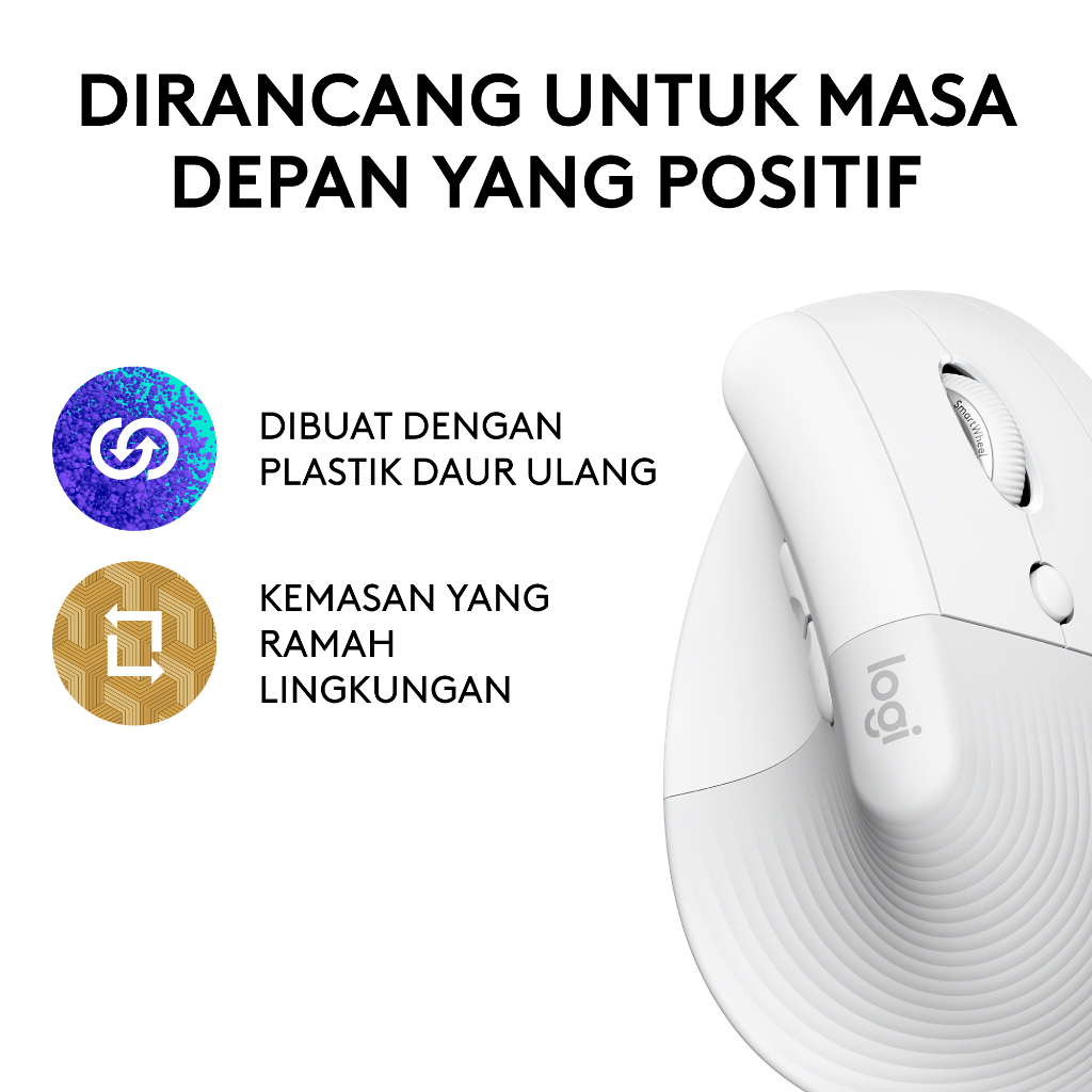 Logitech LIFT Mouse Ergonomic Vertical Wireless Bluetooth Silent - Off White (6)
