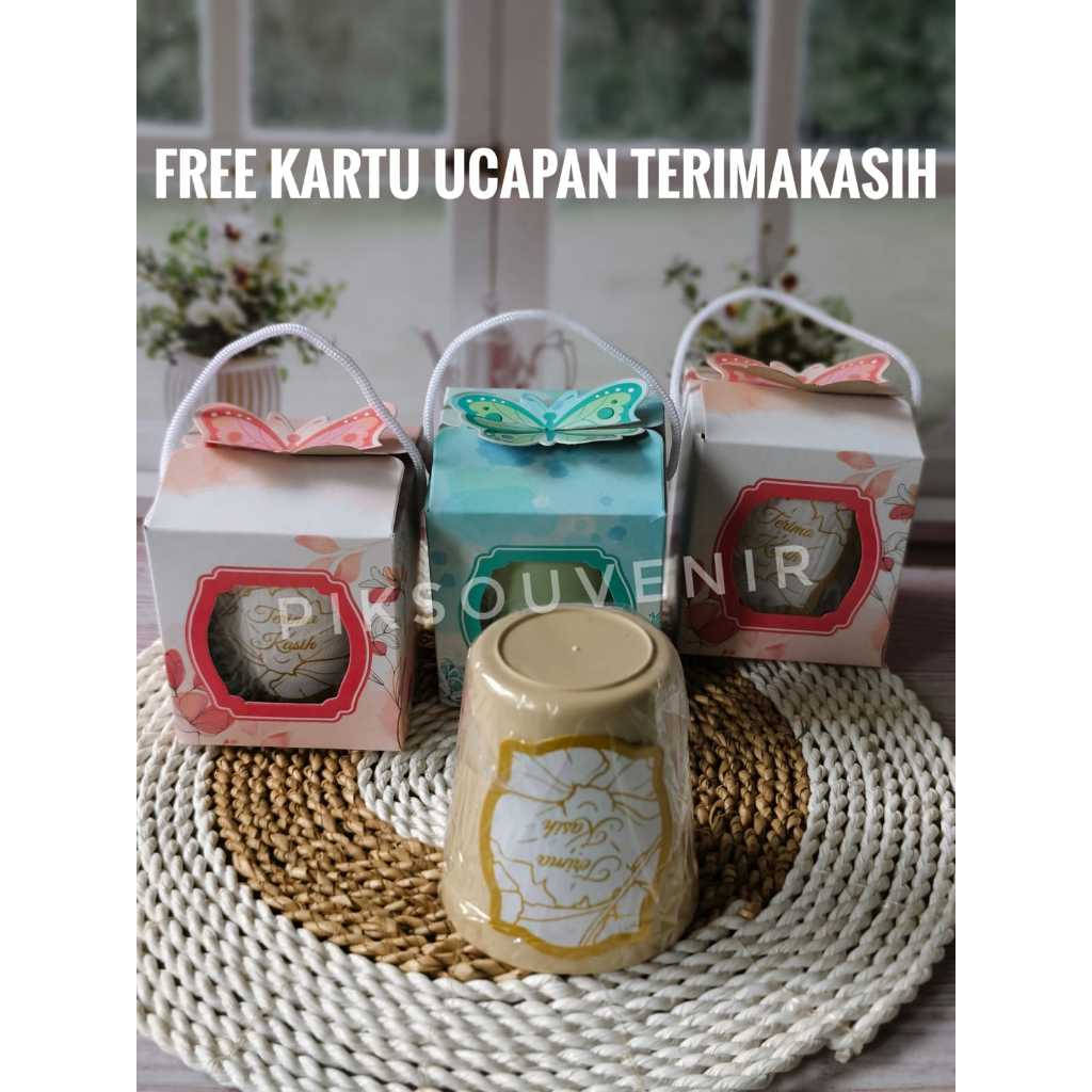 ISI 100 PCS souvenir pernikahan gelas kemasan box motif cantik