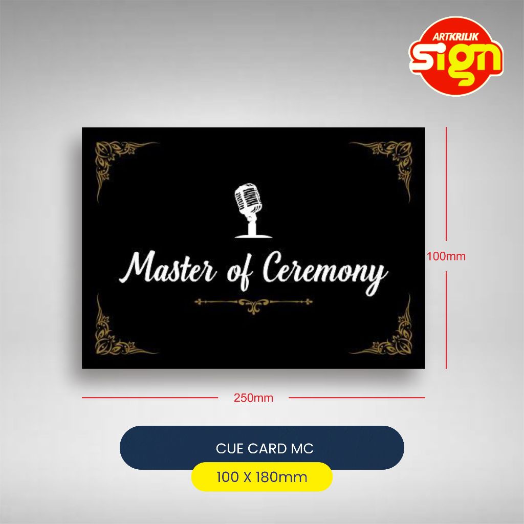 Jual Artkrilik - Acrylic Cue Card A5 MC | Master Of Ceremony Cue Card ...