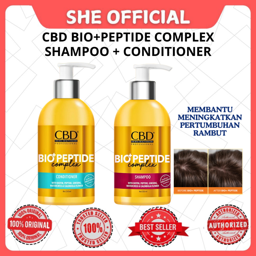Jual CBD Bio Peptide Complex Shampoo & Conditioner Mengurangi Rambut ...