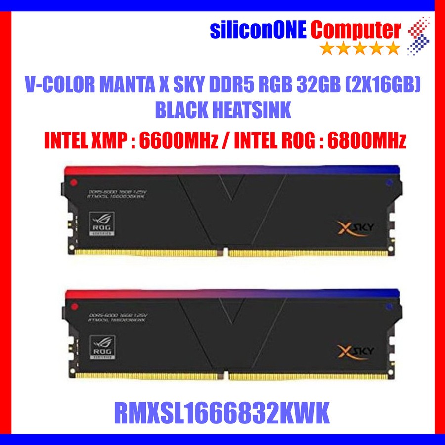 Jual V-Color 32GB (2x16GB) Manta X Sky RGB VColor DDR5 Black Heatsink ...