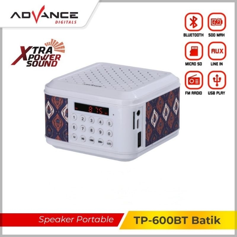 Jual Speaker Portable Bluetooth Varian Batik Advance TP-600 BT | Shopee ...