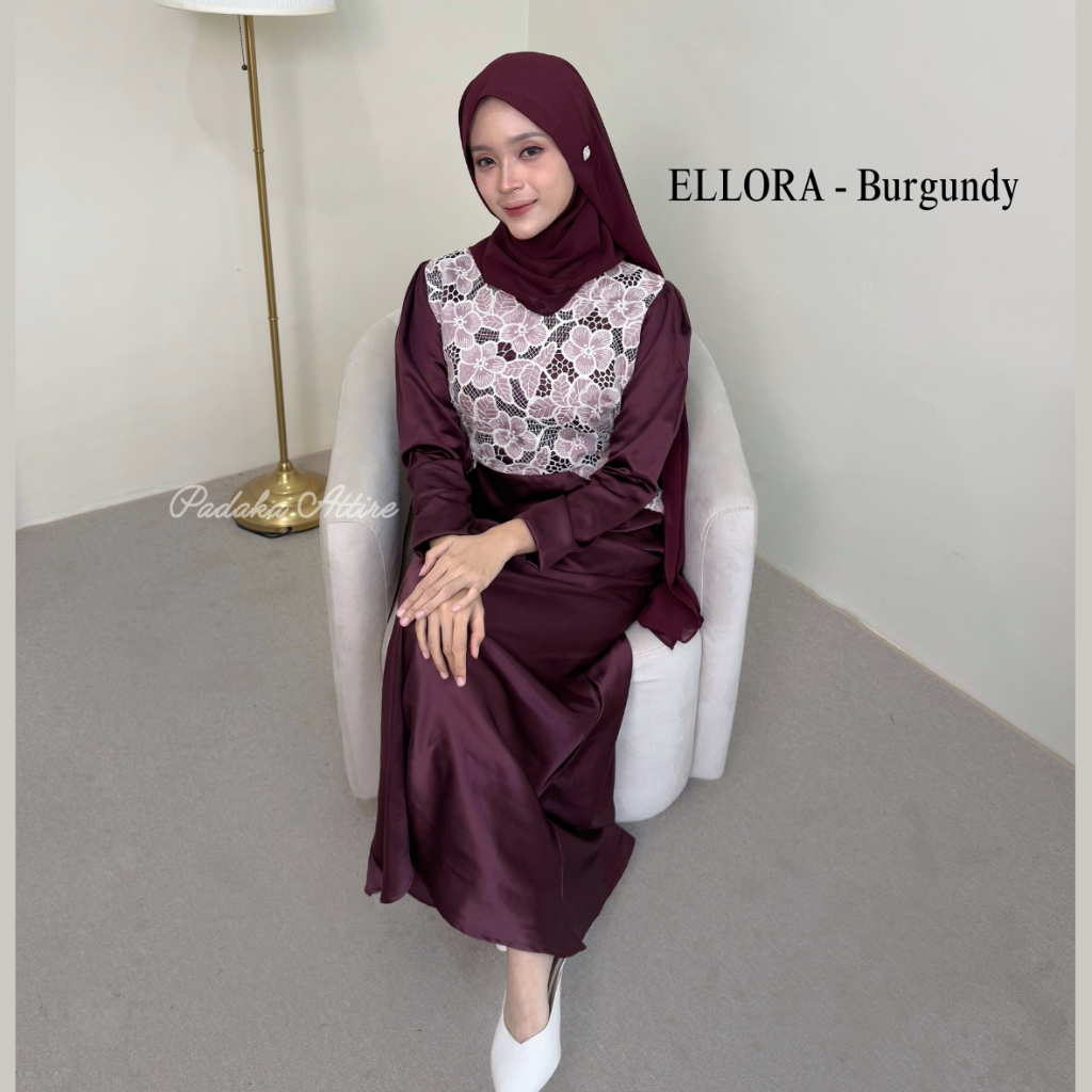Jual DRESS ELLORA - [RAYA SERIES Padaka Attire] - Dress Fit Body Silk ...