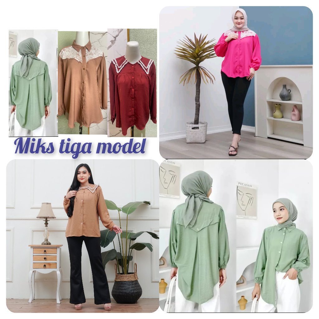 Jual PAKET HEMAT 3 MODEL LAURA, AMANDA DAN ZELIYA BLUOSE KRINGKEL AIR ...