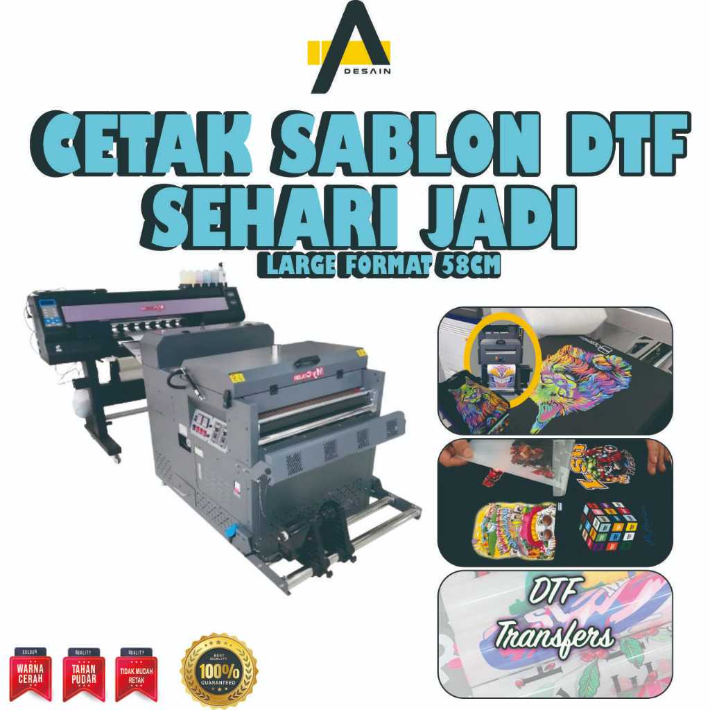 Jasa Cetak DTF Sablon Digital High Quality 1 Hari Selesai Ukura 58cm x 100cm Siap Press