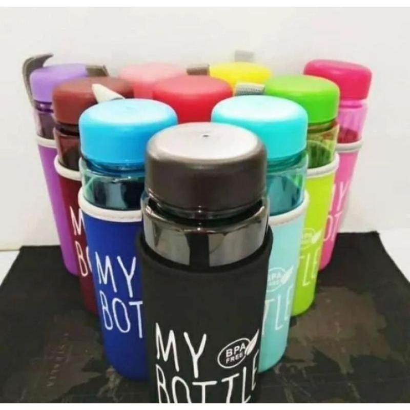 Jual B (B10) MY BOTTLE TRANSPARAN WARNA / BOTOL MINUM/FREE SPON BOTOL ...