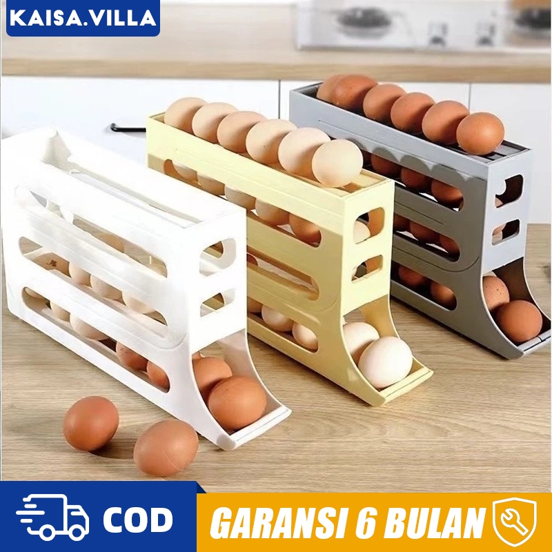 Jual Rak Telur 4 Tingkat Bergulir Otomatis Tempat Dispenser Egg Box ...