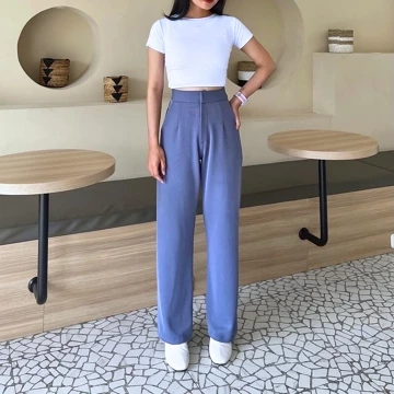 Artary Cozie Pants Rib Knit Pants Highwaist Cullote Celana Kulot Wanita