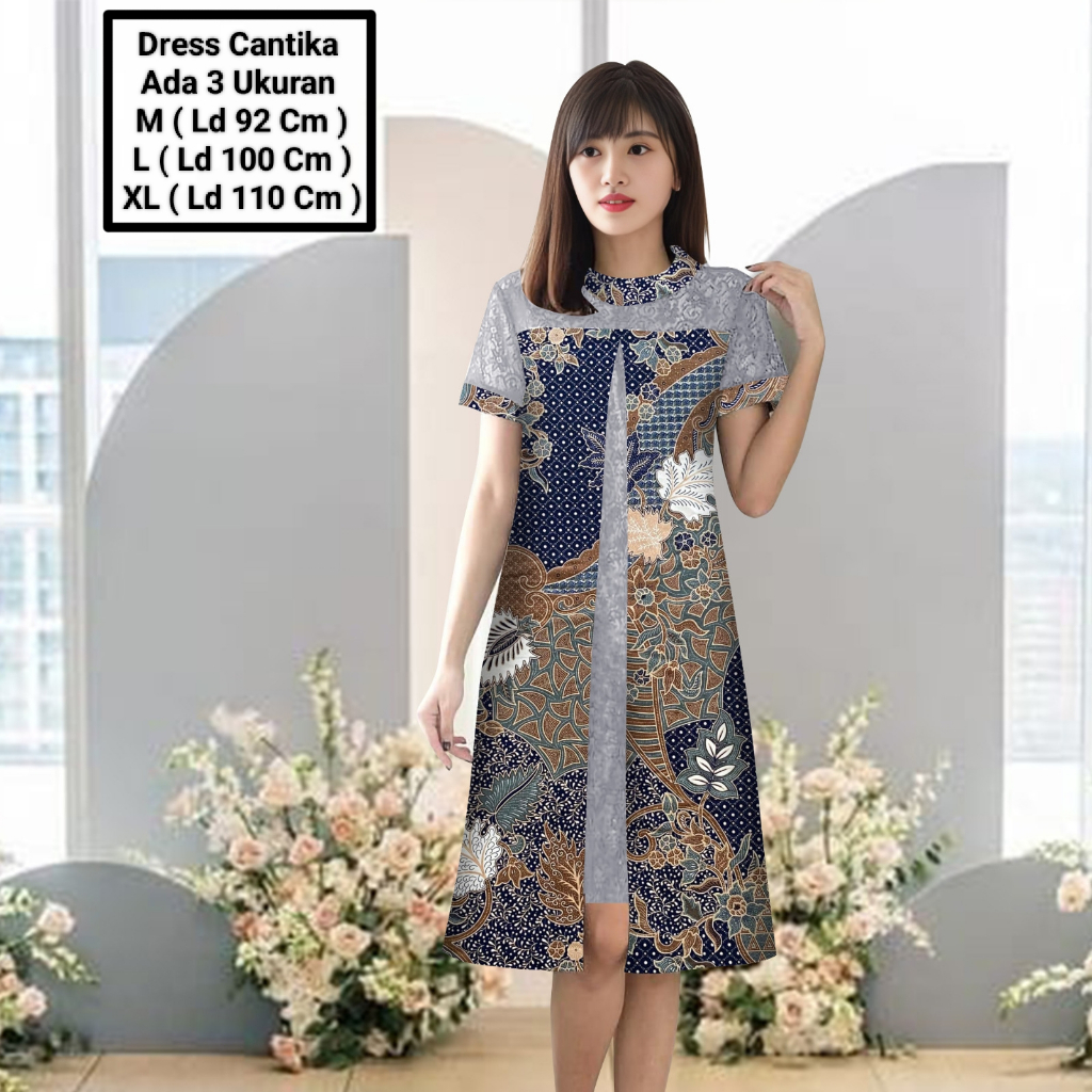 Jual Dress Wanita Dewasa Pesta Kondangan Dress Cantika Batik Gaun Natal Mewah Kekinian Model Batik Modern Elegant Premium Viral Shopee Indonesia