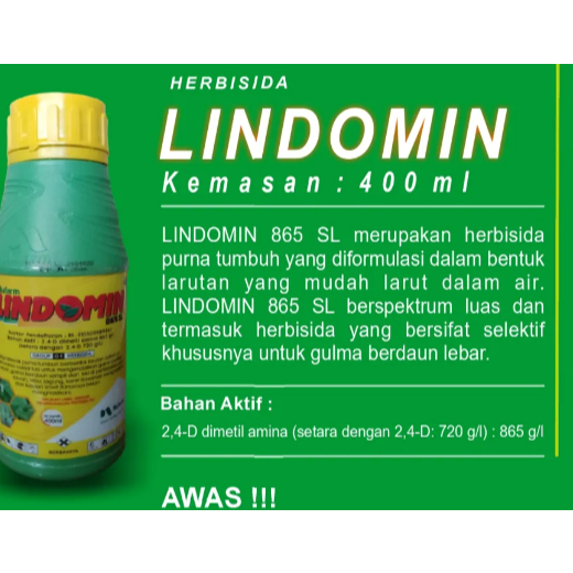 Jual LINDOMIN 865 SL 400 ML HERBISIDA RUMPUT Sistemik Daun Lebar ...