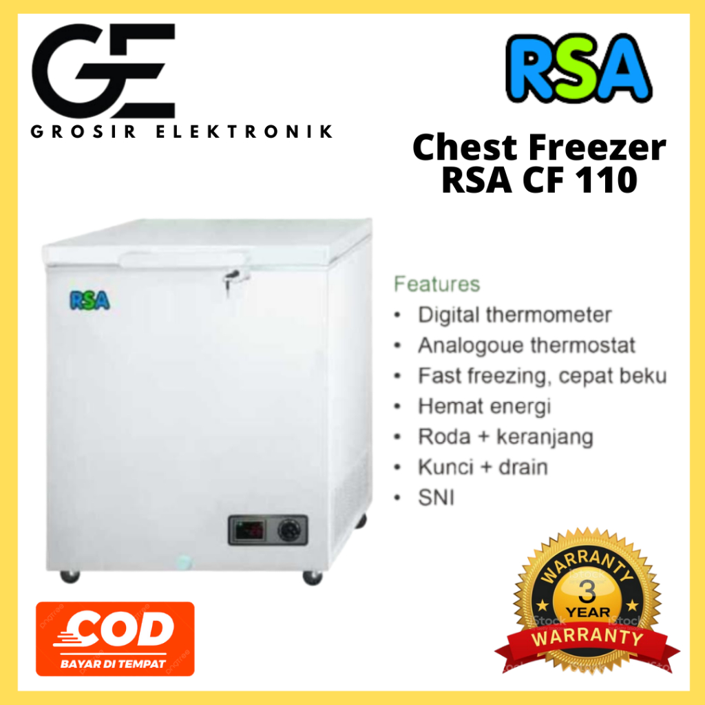 Jual Chest Freezer RSA CF-110 / CF110 Freezer Box 100 liter | Shopee ...
