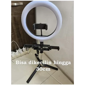 Paket Lampu Ring Light 26cm 33cm Live Dan Tripod Tongsis 1 7 Meter Free 3 Holder Hp Live Studio