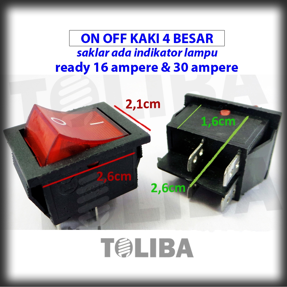 Jual Saklar Switch On Off kotak Besar 4 Kaki 4 pin Warna Merah / saklar ...