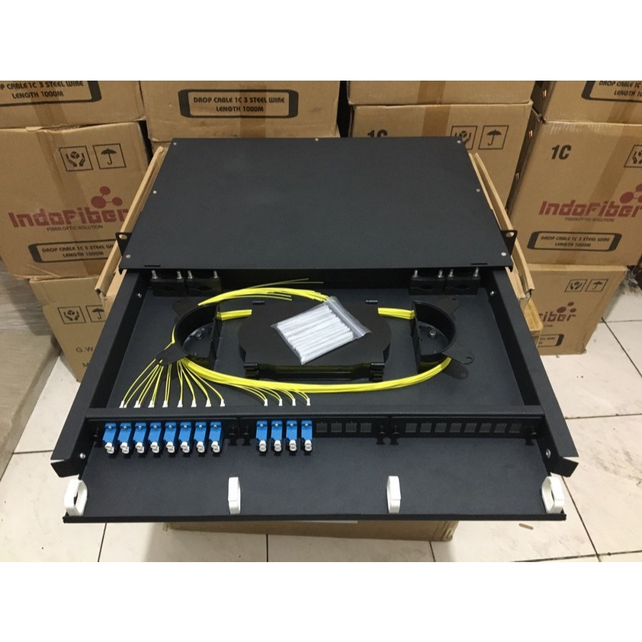 Jual INDOFIBER OTB Rack 24 port LC singlemode + Pigtail / ODF rack 24 ...