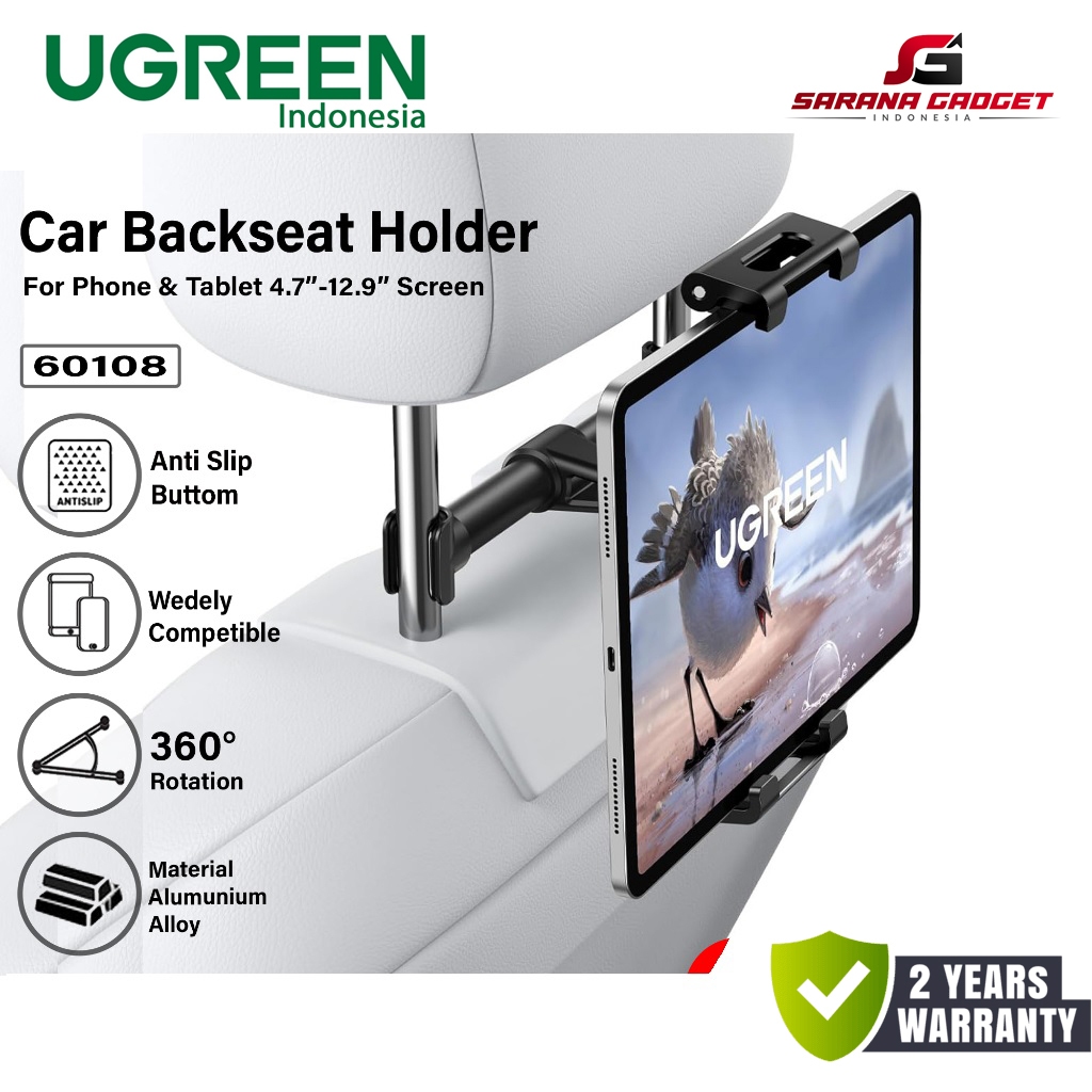 IPad Air (5th Generation) Car Headrest Mount Holder - Universal Strap, Soft Lining, Full Port Access