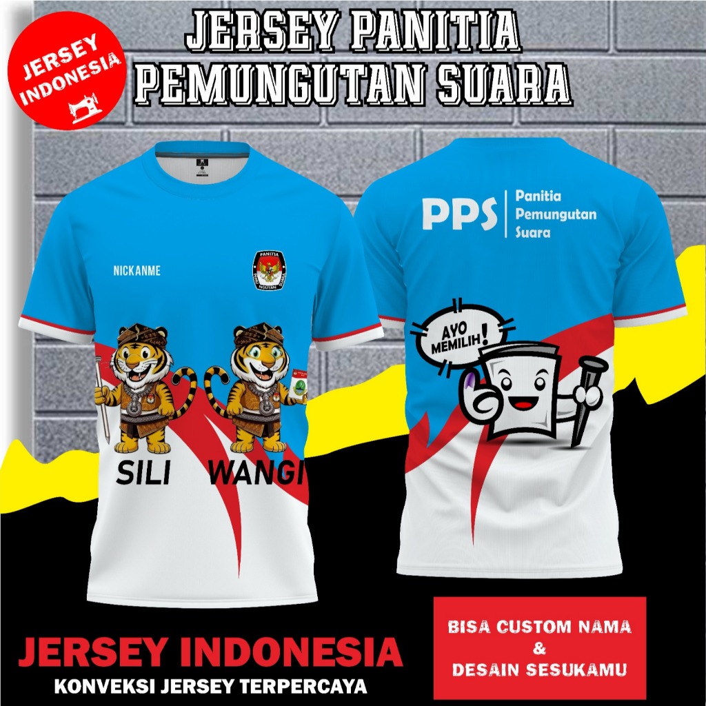 Jual Jersey PPS KPPS Pilkada 2024 Free Custom Nama dan ganti Maskot ...